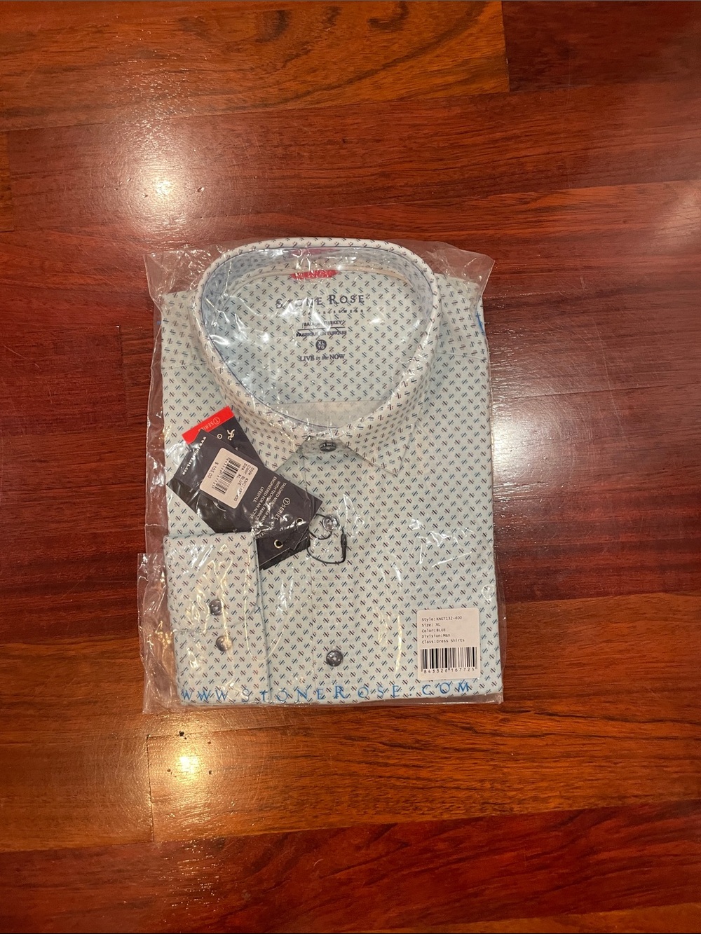 Stone Rose Light Blue Micro-Pattern Button-Down Shirt